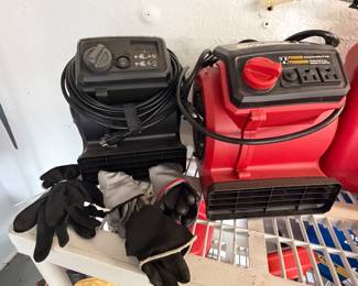 Vacmaster air movers; work gloves