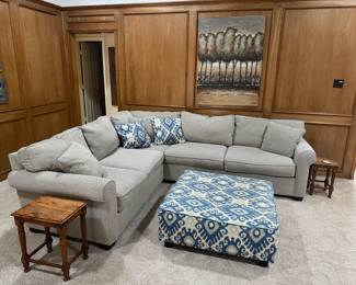 Grey Sectional Couch with Ottoman