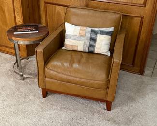 caramel colored soft leather arm chair