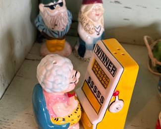 Casino Queen Gambling Grandma with Slot Machine Shakers; Gnome shaker set 