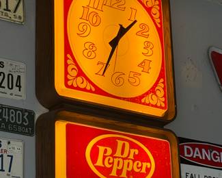 Vintage Dr. Pepper Light Up Clock **This item was hung in the Grand Prairie Forum Bowling Alley for decades and has high nostalgic value. For this reason, we have listed it as an auction item on eBay for local pickup. Bidding ends Feb 25.** https://www.ebay.com/itm/389648383309?itmmeta=01KHYHGV78JZ5DMEAARQMG82D2&hash=item5ab8da7d4d:g:rHwAAeSwQ8xpmIKU