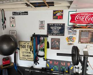 "No Guts No Glory" Sign; Florida Statute Traffic Sign; weight bands; "French Quarter" novelty street sign