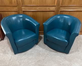 Teal Blue swivel leather chairs
