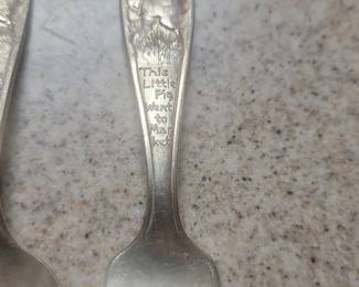 Wallace This Little Pig Went to Market Sterling Silver Baby Spoon and Fork Set second image