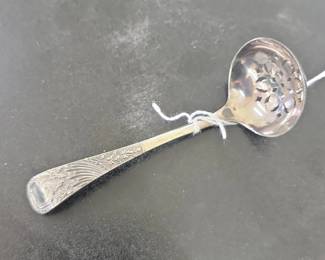 Victorian EPNS Serving Spoon with Engraved Handle and Pierced Bowl