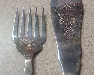 Antique Silver Fish Fork and Knife Set second image