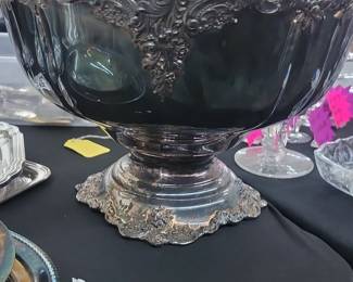 Wallace Baroque Silverplate Punch Bowl Set with Ladle and Cups