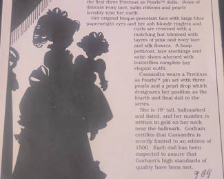 Gorham Cassandra Precious as Pearls Limited Edition Doll second image
