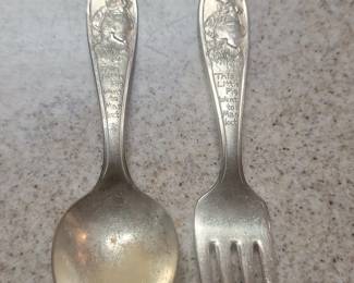 Wallace This Little Pig Went to Market Sterling Silver Baby Spoon and Fork Set