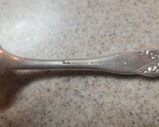Antique Silver Plated Serving Spoon with Scrollwork Handle third image