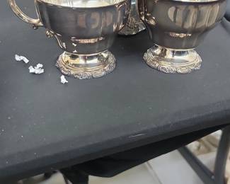 Wallace Baroque Silverplate Punch Bowl Set with Ladle and Cups second image