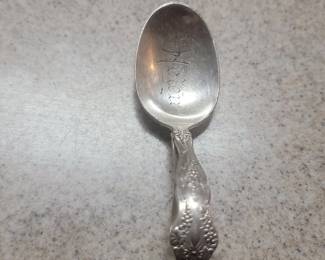 Antique Sterling Silver Spoon with Engraved Monogram