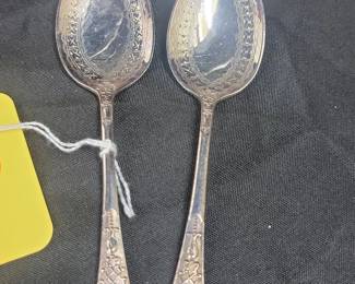 Pair of Sterling Silver Serving Spoons in the Arabesque Pattern by Whiting