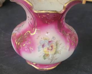 Dresden SemiPorcelain Vase with Floral Motif and Gilt Trim