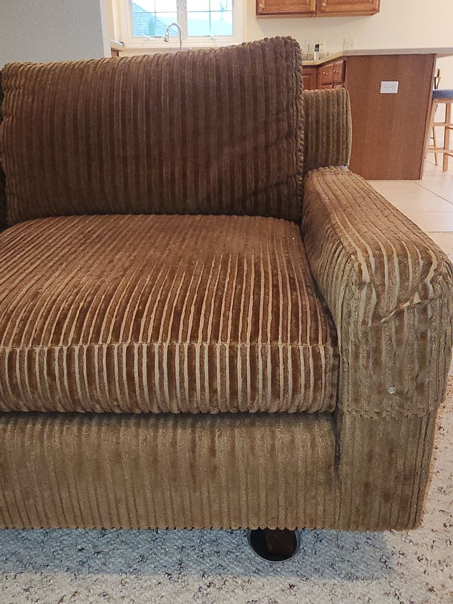 Brown Corduroy 3-Seater Sofa