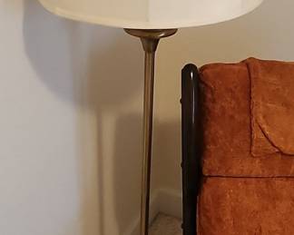 Brass Floor Lamp with Cream Drum Shade