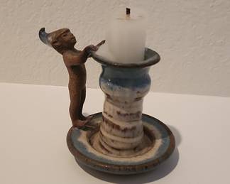 Figural Ceramic Candlestick Holder - "Mythical Creature"