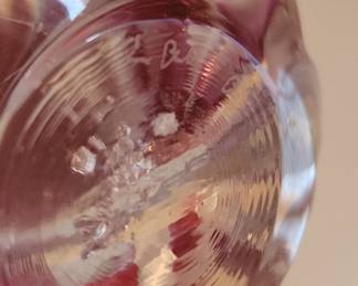 Murano Art Glass Vase with Red Swirls