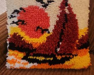 Vintage Sunset Latch Hook Pillow