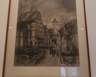 Charcoal Drawing of Rothenburg ob der Tauber
