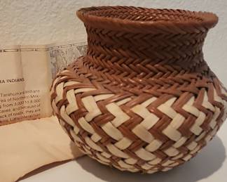 Tarahumara Indian Woven Yucca Basket with Informational Card