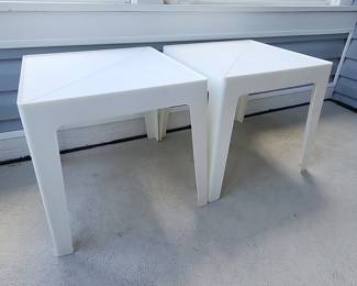 White Plastic Side Tables (Set of 2)
