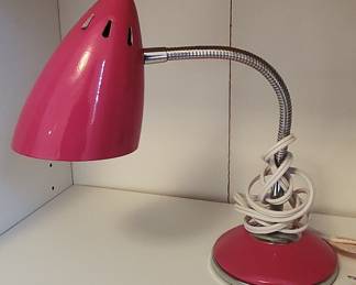  Pink Gooseneck Desk Lamp with Chrome Accents