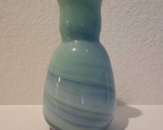 Blue and Green Swirl Glass Vase