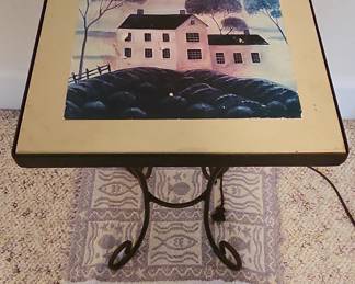 Vintage Farmhouse Scene Side Table