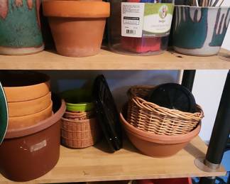 Assorted Planters and Wicker Baskets