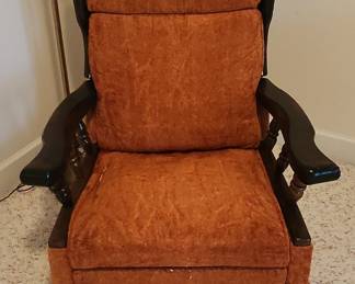 Vintage Recliner Armchair with Wood Accents 