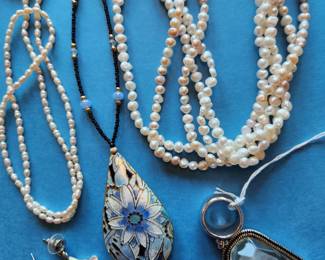 Natural Pearls, Pendants, and unusual post earrings!