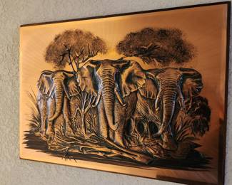 Brass Elephant Relief Picture.