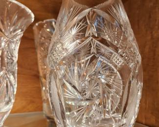 Many Glass, Crystal, Molded Glass Bowls and Vases.