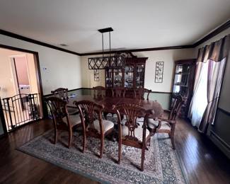 Chippendale style Dining Table and 8 Chairs with matching China Closet mint condition!