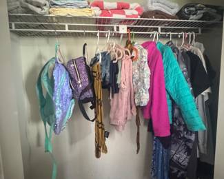 Kids, clothes and backpacks