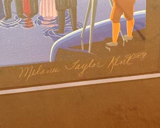 Signed in pencil: Melanie Taylor Kent
Dated: 1989
Numbered: 169/250 
© 1989 Rockefeller Group, Inc.
Subject: Radio City Music Hall – “Singin’ in the Rain” Premiere