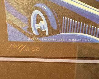 Signed in pencil: Melanie Taylor Kent
Dated: 1989
Numbered: 169/250 
© 1989 Rockefeller Group, Inc.
Subject: Radio City Music Hall – “Singin’ in the Rain” Premiere