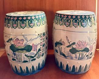 Vintage Chinese Pink Lotus Pastels Garden Stool