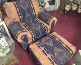 Fur Southwest Style Chair and Ottoman