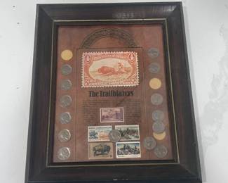 Vin Framed Trailblazer Coins and Stamps