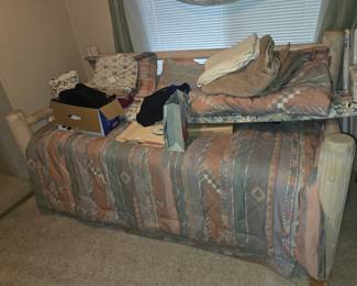 Day bed farmhouse with trundle bed underneath 