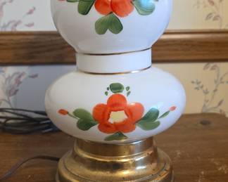 Vintage Hand-Painted Floral "Gone With The Wind" Style Hurricane Lamp