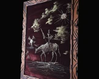 Vintage Don Quixote Black Velvet Painting