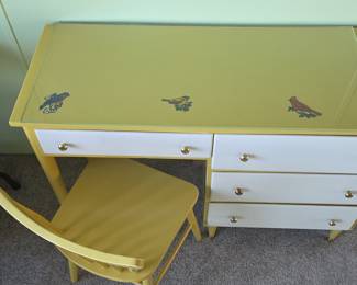 Vintage Mid-Century Modern Children's Vanity Desk and Chair Set