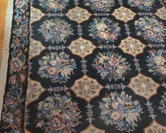 Antique Floral Needlepoint Aubusson Rug