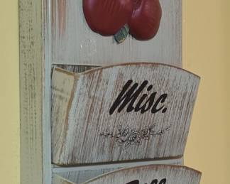 Decorative Wall Clock with Mail Sorter and Apple Motif