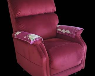 Burgundy Velvet Dual Motor Lift Chair with Heat and Massage