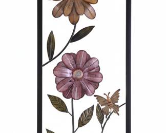 Metal Floral Wall Art with Butterfly