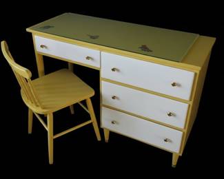 Vintage Mid-Century Modern Children's Vanity Desk and Chair Set